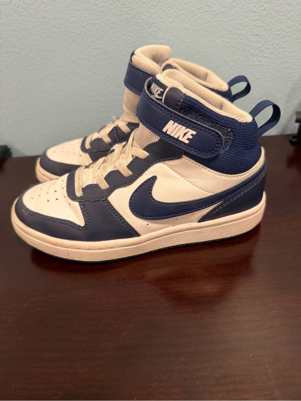 Nike Kids High-Top Sneakers in Navy and Cream